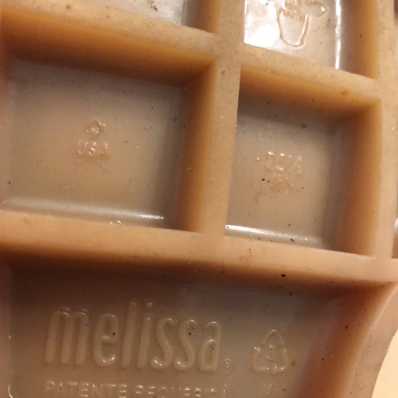 Melissa rain boots.  Glossy black with tan sole.  Size 9 - Picture 4 of 9